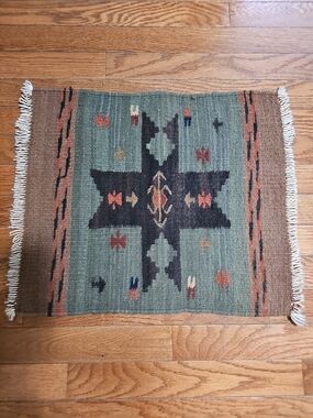 Vintage Handwoven Anatolian Turkish Tribal Mat / Accent Textile